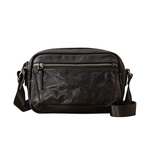 后步男士新款真皮单肩斜挎包头层牛皮日常通勤百搭轻便邮差背包潮