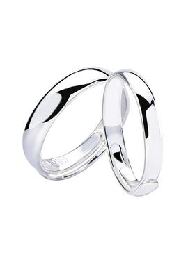 宝茉情侣999足银简约光面款戒指