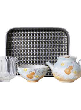 办公室工位一人茶具套装带茶盘