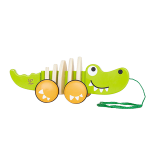 【自营】德国Hape拖拉鳄鱼推推乐摇摆1岁+学步手拉推拉绳益智玩具