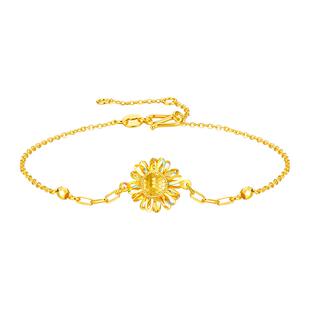 周大生十二花神联名|黄金太阳花手链女足金炫彩向日葵金链子手饰