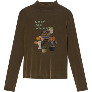 ToyzY 印花植绒长袖T恤女半高领内搭打底衫2025冬新款ZC35560200