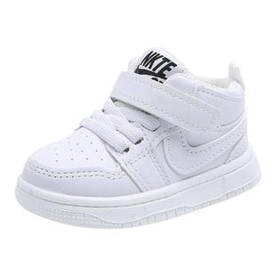 婧麒男童鞋子2026秋季新款儿童鞋子运动鞋软底女童高帮休闲板鞋潮