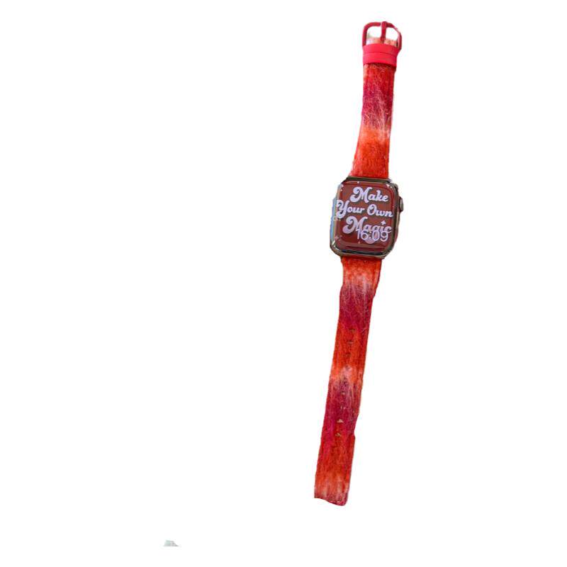 超软羊驼毛呢真皮适用于苹果表带applewatchs978代65SE静静的表带
