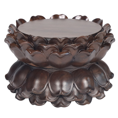 整木雕刻实木底座黑檀木中式圆雕