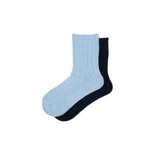 BigSocks蓝色系毛线粗针袜中筒袜秋冬保暖羊毛兔毛袜子天蓝色色彩