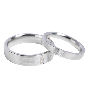 培育钻戒指999足银情侣戒指定制闭口情侣对戒镶锆石钻戒轻奢礼物