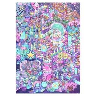 雀麦16.0造景贴纸大版麦麦小吃街赛博酒楼微缩场景合集本大号大尺寸3d立体小屋贴画diy手帐手账手工玩具女孩