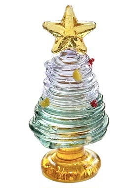 淄博琉璃迷你可爱摆件 纯手工拼色实心绕丝小圣诞树 桌面礼品