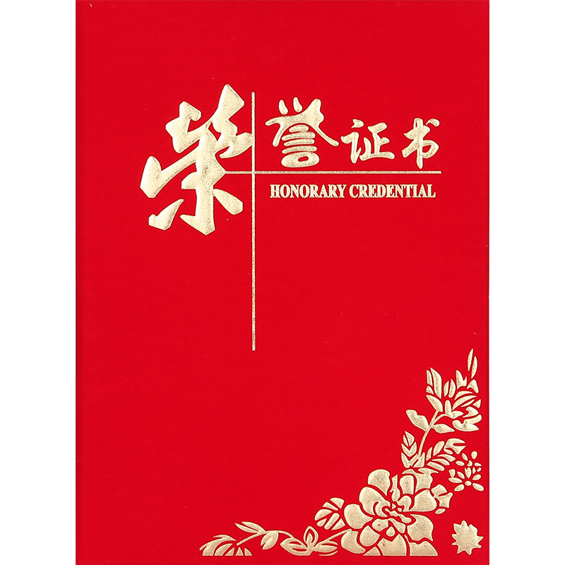 高档绒面烫金荣誉证书定做奖状