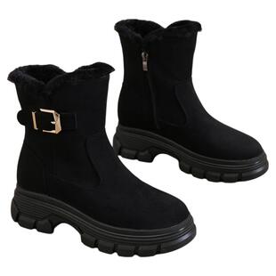 星期六雪地靴女鞋新款冬季加厚保暖时装靴女士厚底增高短筒瘦瘦靴