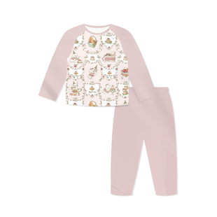 721星球夏季儿童莫代尔圆领长袖长裤家居服套装宝宝男女童睡衣