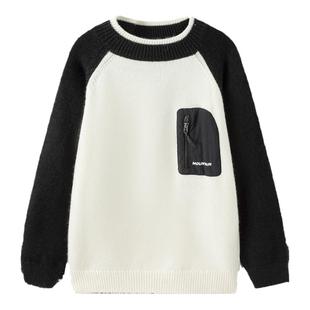 巴拉巴拉童装儿童毛衣大童男童秋冬舒适柔软打底衫拼色时尚百搭潮