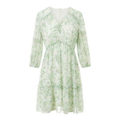 LIME莱茵V领印花连衣裙