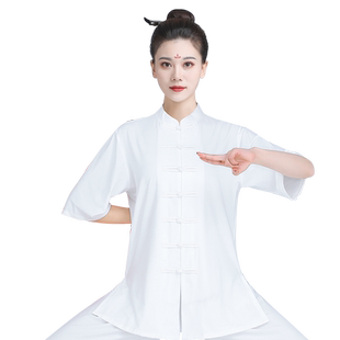 太极服夏季薄款女款新款晨练太极拳练功服男八段锦武术服短袖套装