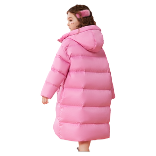 ask 男女童中长款加厚连帽羽绒服儿童冬季石墨烯白鸭绒加厚