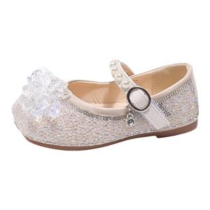 女童2024夏新款法式时尚优雅公主水晶单鞋女孩软底防滑沙滩鞋凉鞋