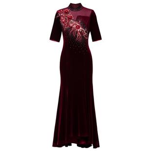 名兰世家原创新款红色婚礼宴会前短后长款晚礼服裙年会主持人高端