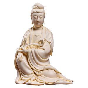 戴玉堂陶瓷摆件《披坐如意观音像》林建胜大师佛像客厅装饰艺术品