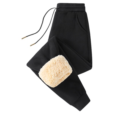 羊羔绒加绒加厚男款束脚运动裤