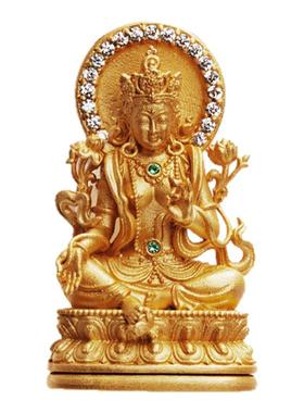 觉行绿度母吊坠摆件藏式佛系文玩绿度母项链轻奢黄金色高颜值小像