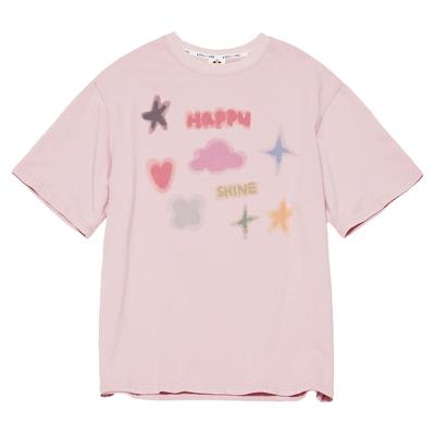 趣味蜡笔画星空印花长袖短袖T恤