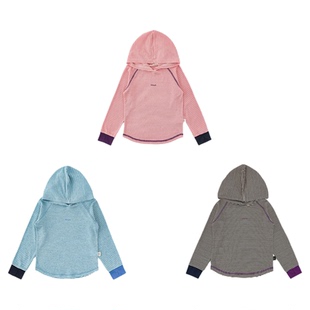 幼悠女童2026春秋新款莱赛尔羊毛条纹连帽打底衫休闲百搭儿童T恤