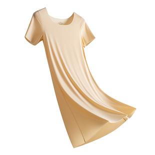 汉服内衬打底裙防透裙子冰丝无痕睡裙女白色防走光旗袍短袖连衣裙