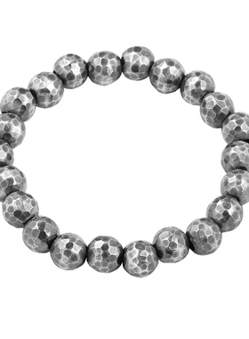 手工捶打高克重实心银珠手串