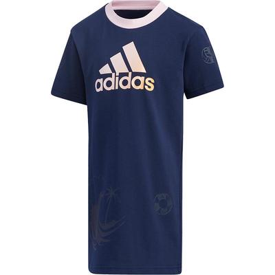 Adidas/阿迪达斯正品当季女童新款印花短袖运动连衣裙 GP0428