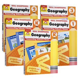 Evan-Moor Skill Sharpeners Geography 技能铅笔刀地理练习册 美国加州教辅 美国原版进口英文书 幼儿园到三年级少儿英语evanmoor
