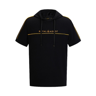 LONDA 伦德马春夏男士连帽短袖T恤黑色休闲舒适套头衫潮流男装