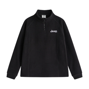 Jeep吉普童装男童卫衣儿童加厚保暖外套加绒防寒绒衫女童时髦上衣