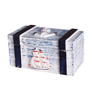 北欧地中海木盒儿童宝箱加厚收纳盒复古可爱迷你戒指盒包装饰品盒