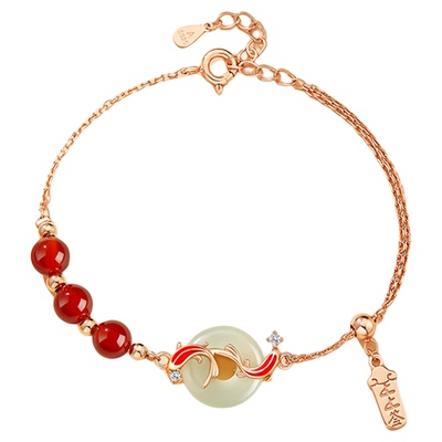 【中国黄金】平安扣锦鲤手链女