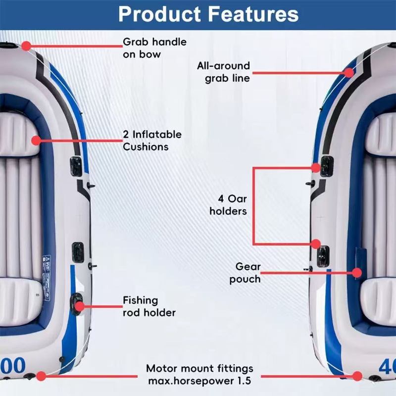双人橡皮艇充气船加厚耐磨人冲锋舟漂流皮划艇捕鱼船气垫船两艇