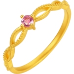 周六福黄金镶嵌碧玺戒指女5G足金爱的轨迹手饰官方节日礼物送女友