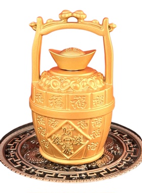 合金一桶金中式招财可旋转摆件