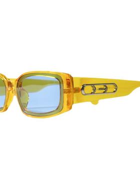 朋克UV400长方形撞色设计墨镜