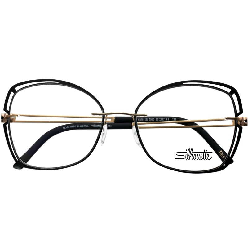 诗乐眼镜架猫眼纯钛金边超轻方形全框大脸蝶形近视眼镜框女5550JG