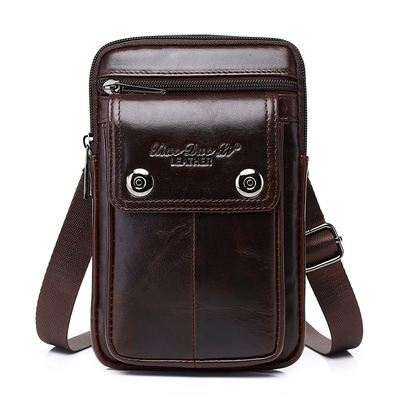 真皮男士斜挎手机包7寸头层牛皮