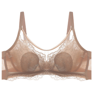 梧桐本色正品大胸显小抹胸桑蚕蕾丝性感棉文胸罩CDE杯内衣WN22110