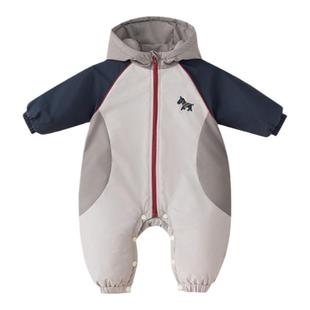 婴儿连体衣冲锋衣棉服宝宝保暖冬装女婴儿夹棉连体衣男宝加厚爬服