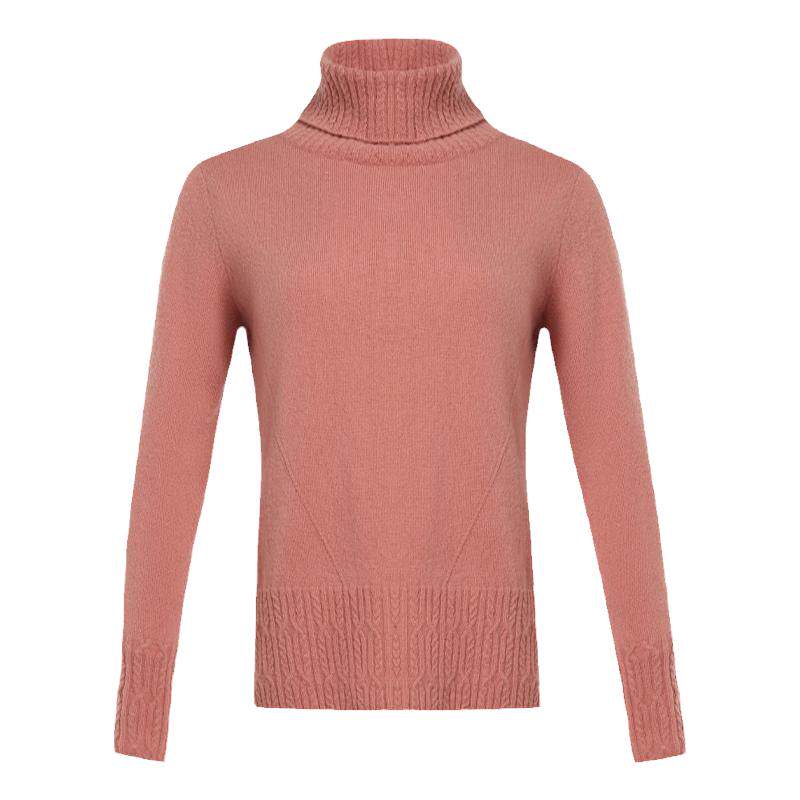 鹿王羊绒衫女樽领变化组织长袖纯色保暖时尚简约套衫春秋冬新款