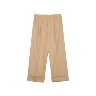 LESS春秋绵羊毛裤子女休闲简约翻遍八分直筒西装裤2N9E10270