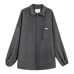 TurnSignal潮牌羊毛翻领外套女春秋2026新款休闲宽松毛呢外套薄款