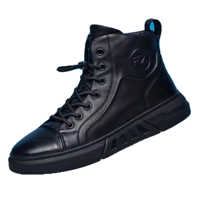 FZ平跟高帮休闲帅气男鞋纯牛皮