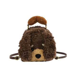 可爱毛绒小狗双肩包女2026新款潮小众公仔玩偶书包轻便旅行小背包