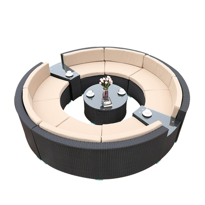 圆弧形组合户外阳台露天藤沙发
