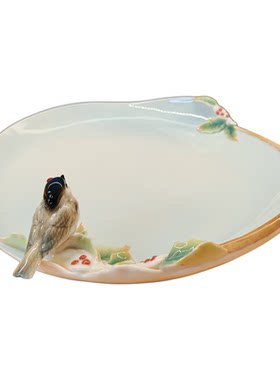 法蓝瓷手作骨瓷浮雕果盘
